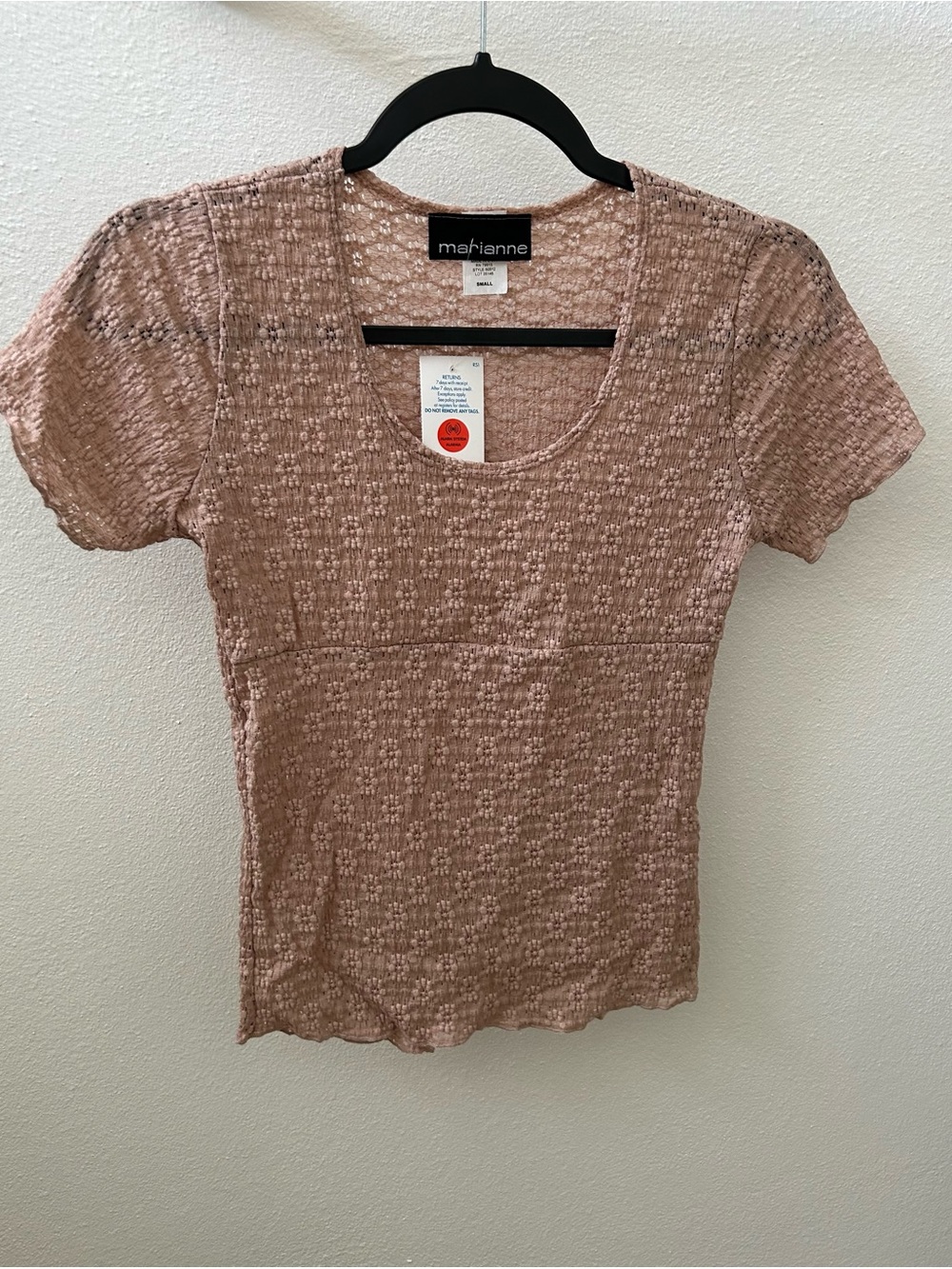 Blush Textured Scoop Neck Short Sleeve Top